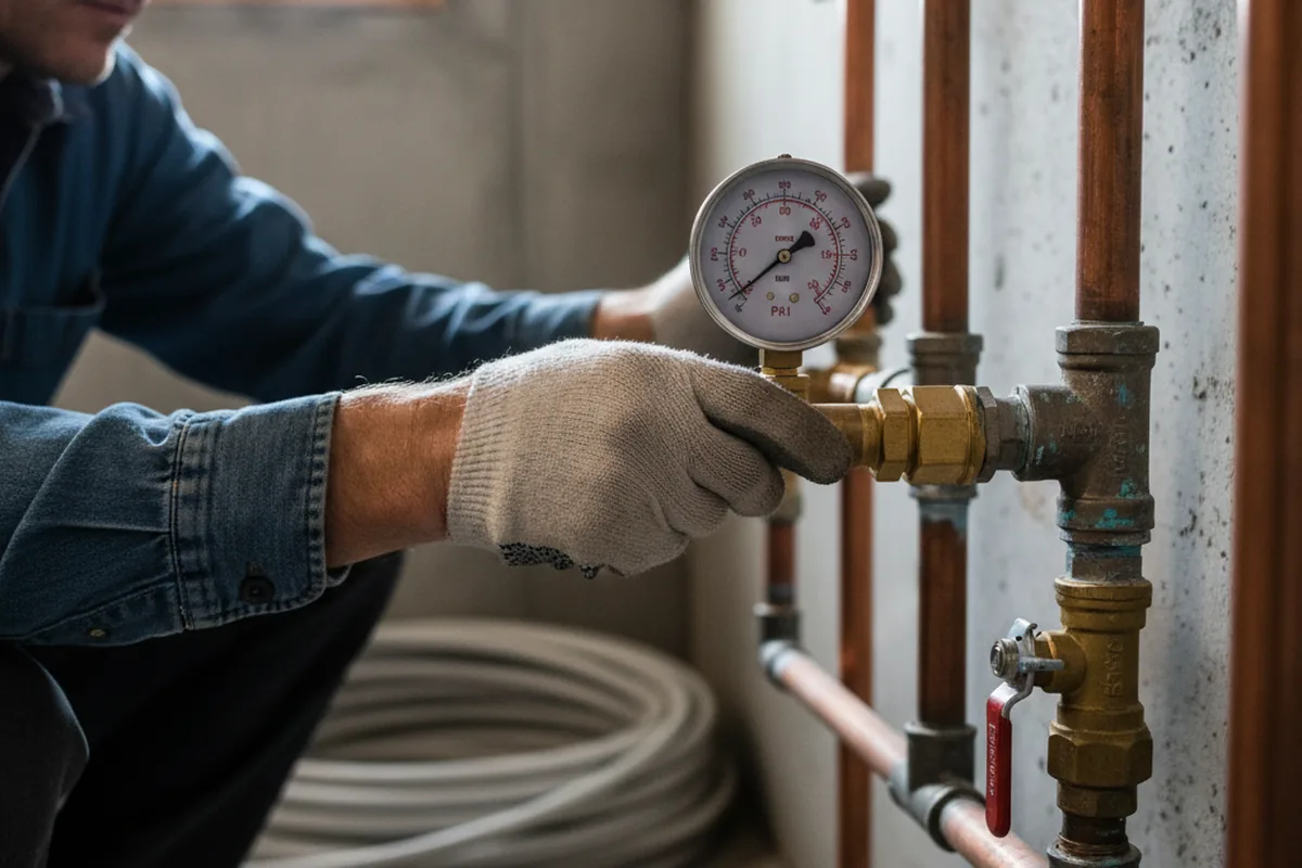 Pressure testing a repaired line during Water Line Repair in Crisfield